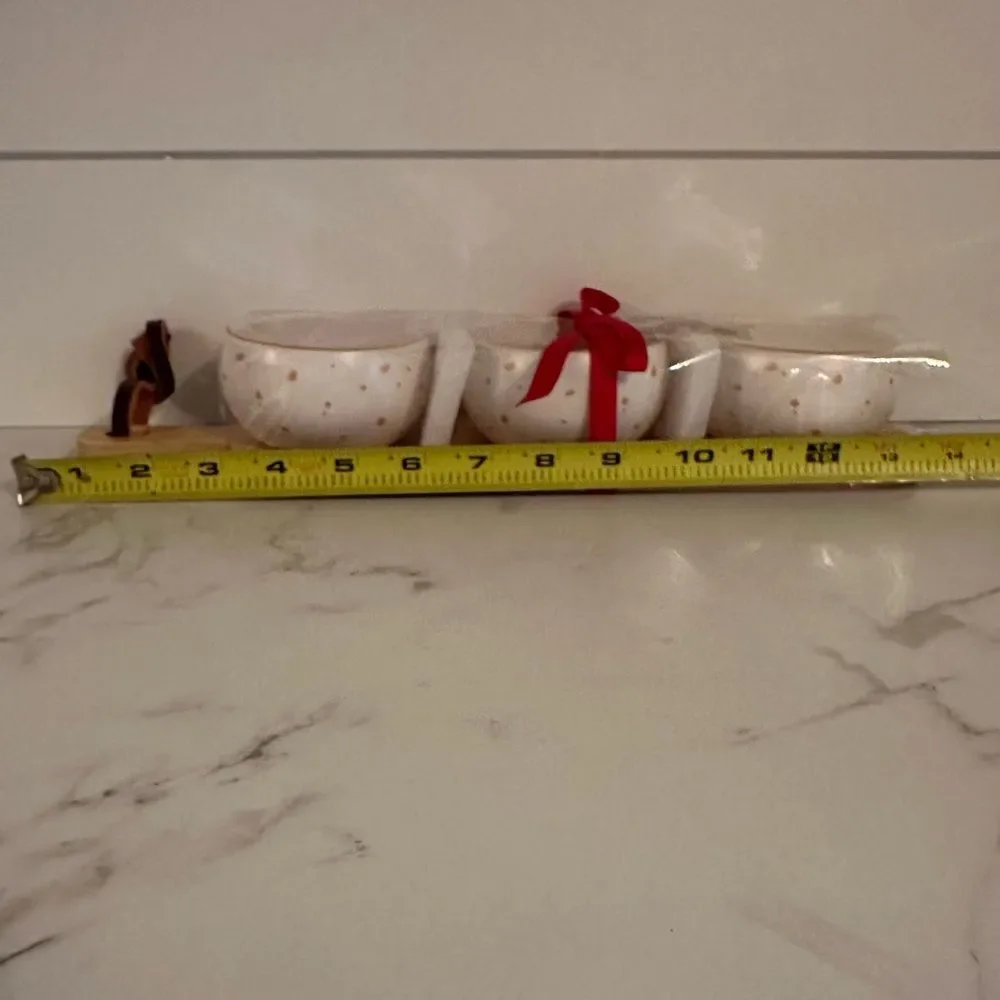 Magenta Home Holiday Dip Bowls Wood Base Paddle NEW